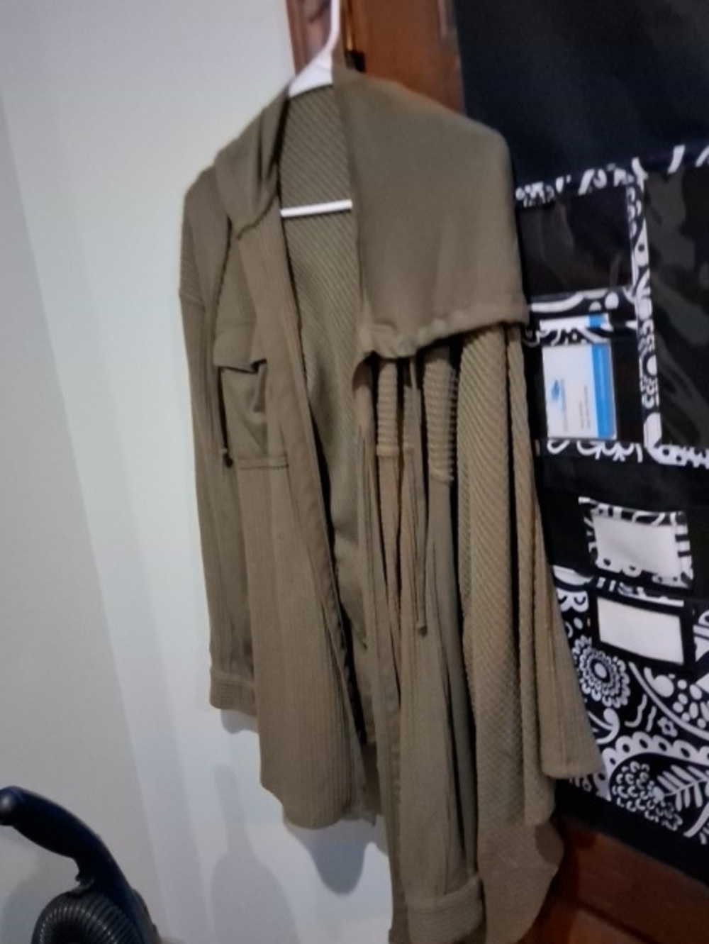 Olive Green Open Front Women's Cardigan Jacket By MAURICES 1X HOODED